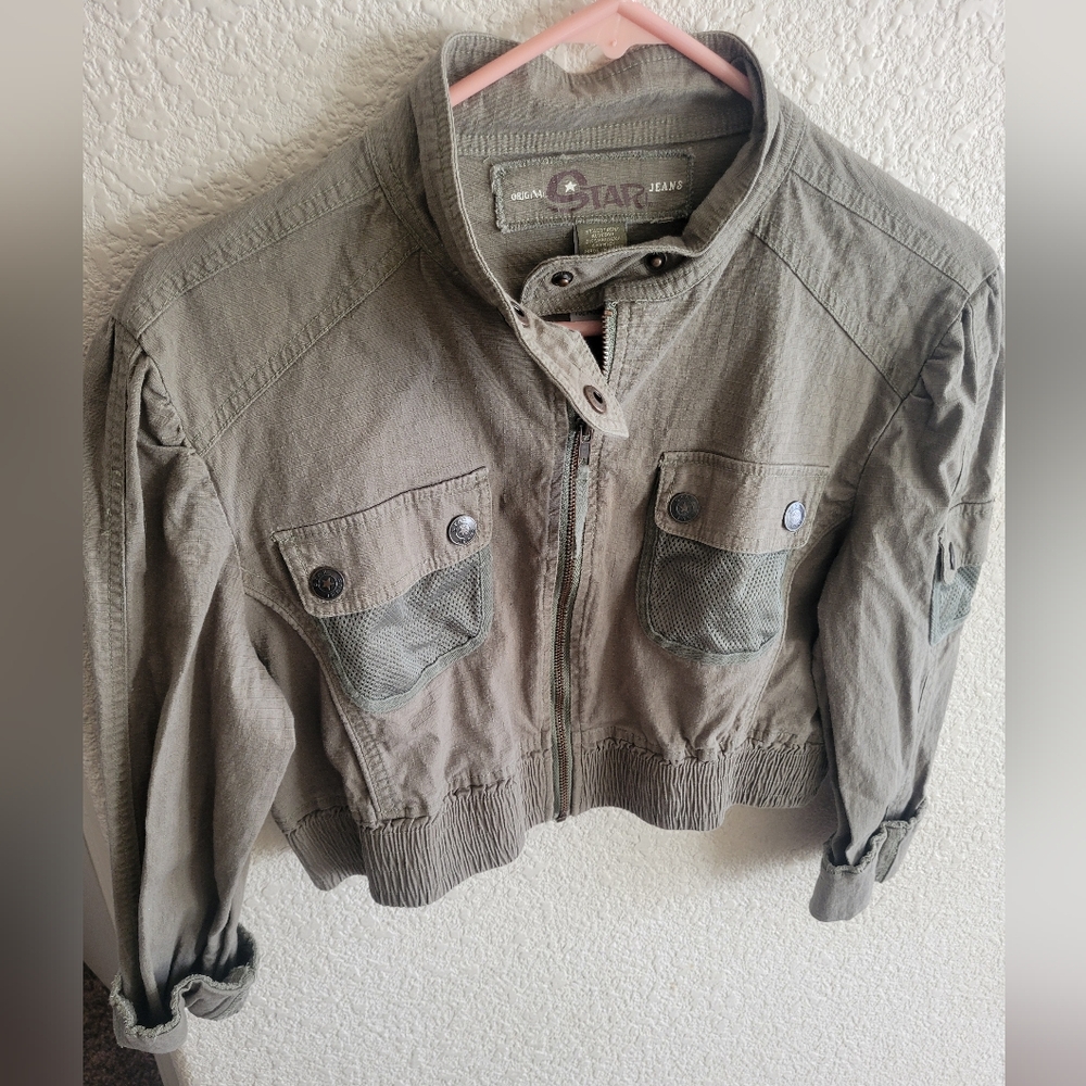 Girls XLarge Navy Green Jean Cropped Jacket-Original Star Jeans